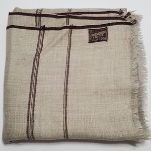 Kashmiri Tan Striped Pattern Wool Ladies Shawl 52x48" Made in India